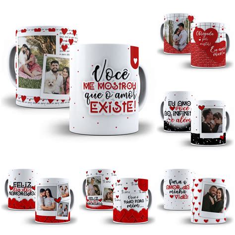 Arte Caneca Namorados - 12 Arte para Caneca Dia dos Namorados Com Fotos Editável + P