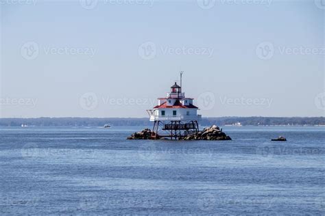 Thomas Point Shoal Lighthouse Near Annapolis 22465460 Stock Photo At