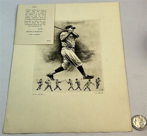 Lot SCARCE Vintage C Babe Ruth The Immortal Babe Etching By R H Palenske