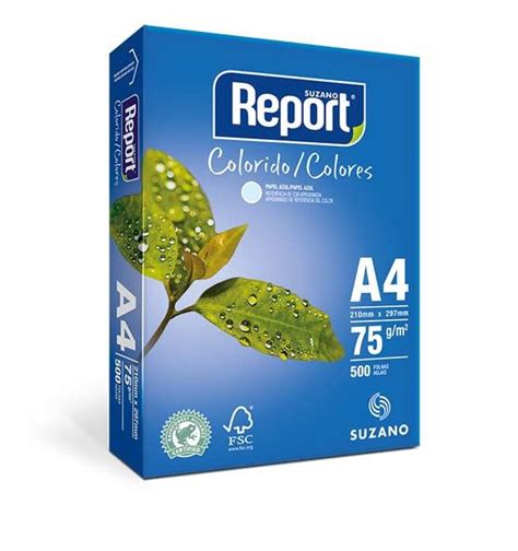 PAPEL SULFITE 075GR 210X297 A4 500 FOLHAS REPORT AZUL Atacado Ideal