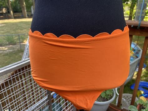 Hilinker Neon Orange Bikini Swimsuit Scalloped Triangle Piece Medium Nwot Ebay