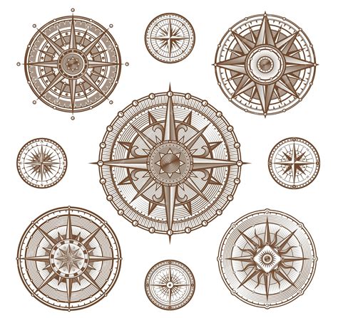 Premium Vector Vintage Compass Wind Roses Medieval Nautical