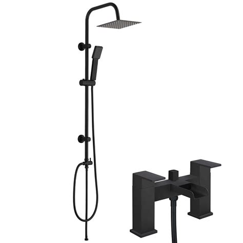 Kensington Matt Black Deck Mounted Waterfall Bath Shower Mixer Tap