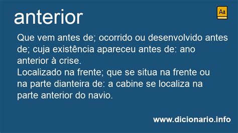 O Que Significa Anterior - Significado de Anterior