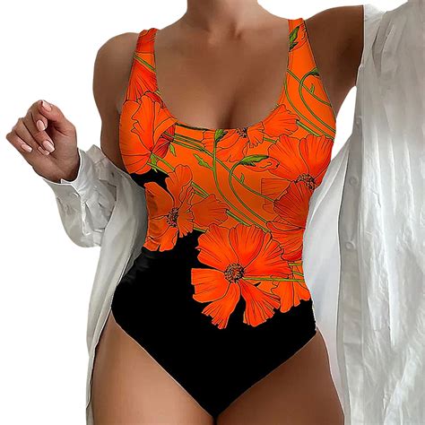 Blphud Swim Suits For Women Bikini Sexy Floral Print Backless One