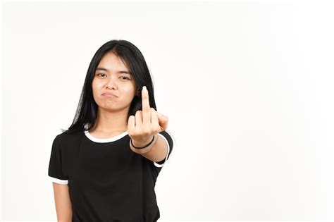 Premium Photo Showing Fuck Finger Sign Of Beautiful Asian Woman Isolated On White Background