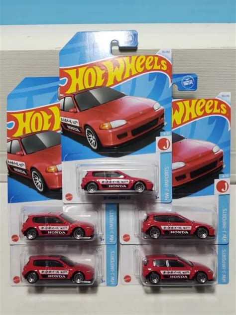 2024 HOT WHEELS J Imports 4 10 Red 92 HONDA CIVIC EG Lot Of 4 JDM 95 250 27 11 PicClick CA