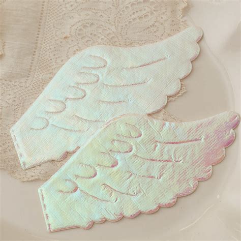 Iridescent White Embossed Angel Wings Angel Wings Doll Supplies