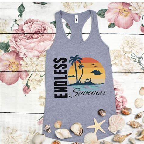 Womens Tanks Beach Babe Tank Summer Tank Endless Summer Retro Racerback Shirts Sailboat Lake