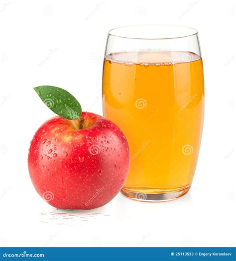 Apple Juice In A Glass And Red Apple Stock Photos Image 25113533