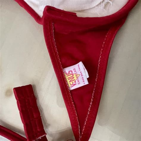 Venus Red Bikini Very Fun Gently Used Size D Top Depop