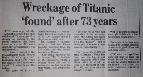 Ota selvää 77+ imagen titanic found newspaper 1985 - abzlocal fi