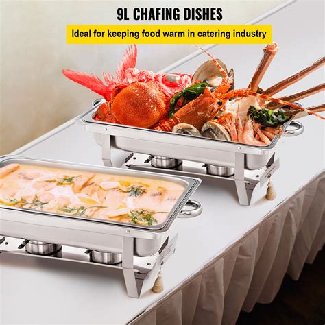 Vevor Chafing Dish 2 Packs 9 Quart Stainless Steel Chafer Complete Set