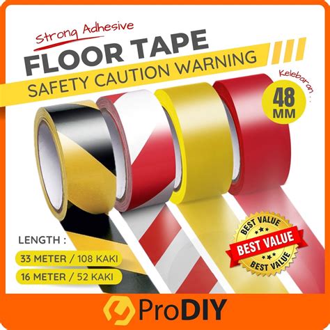 PRODIY 48mm Floor Tape 33M 17M Floor Safety Caution Warning Tape PVC