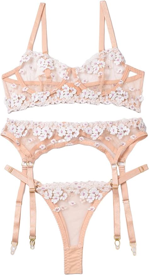 Plus Size Lingerie Set For Women Sexy Lace Halter Bralette High Waist Panty Set Suspender