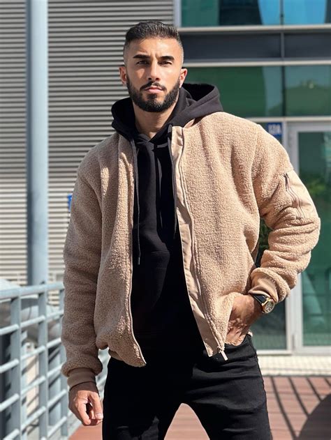 Cozy Khaki Teddy Jacket For Men