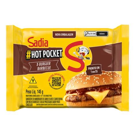 Sanduíche Congelado X Burguer Barbecue Sadia Hot Pocket Pacote 145g Sonda Supermercado Delivery