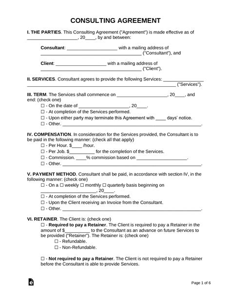 Free Consulting Agreement Template With Retainer Pdf Word Eforms