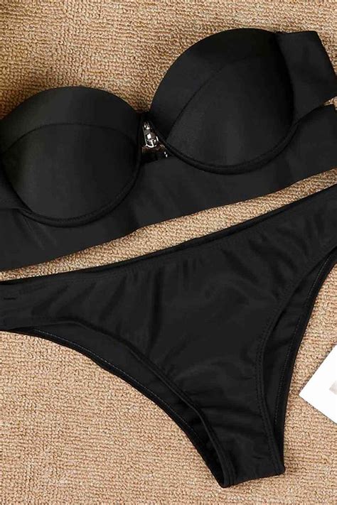 Angelsin Siyah Straplez Bikini Takım Bikini Takımı Angelsin