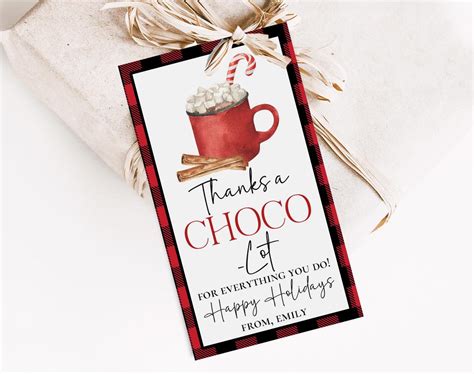 Thanks A Choco Gift Tag Printable Hot Cocoa Appreciation For Teachers