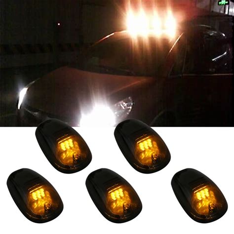 Pcs Smoked Cover Amber Led Car Cab Roof Lights Top Marker Running