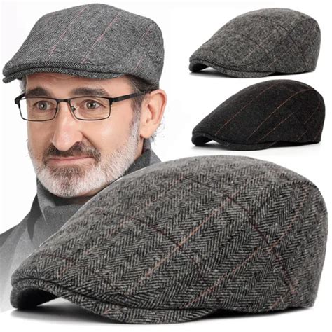 Mens Beret Flat Driving Plaid Duckbill Gatsby Cap Golf Cabbie Ivy Hat