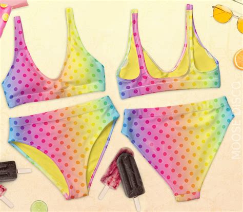 Lgbt Rainbow Polka Dot Bikini Pride Swimsuit Bright Mardi Etsy Uk
