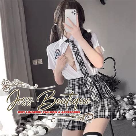 Jual Lingerie Cosplay Costume Sexy Student Set Rok Seksi Seragam