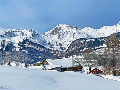 Idyllic Swiss Alpine Mountain Huts And Traditional Swiss Rural ...