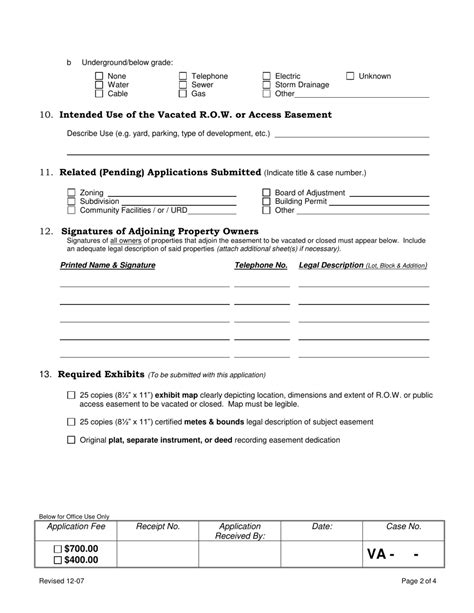 City Of Fort Worth Texas Application For Vacation Or Closure Of Street