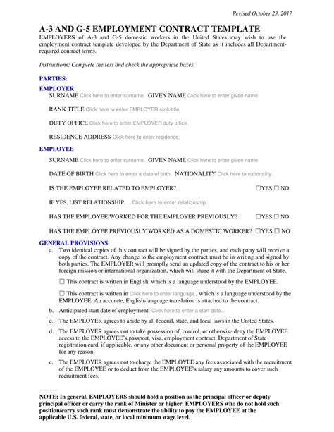 Free Printable Employment Contract Form Templates Letter Pdf Word