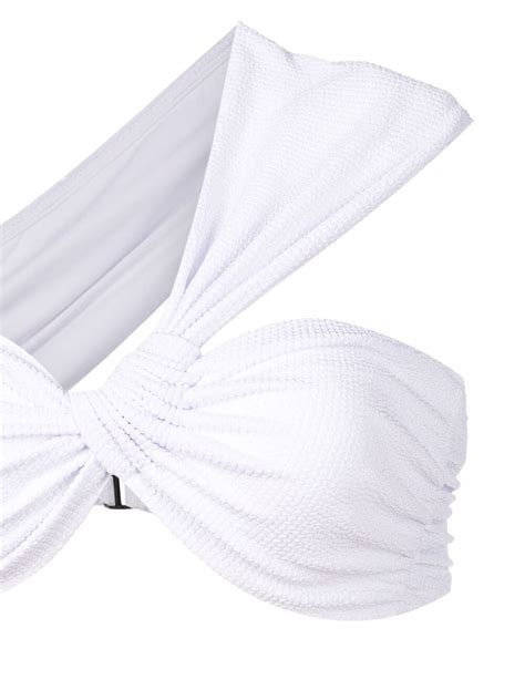 Amir Slama Fine Ribbed One Shoulder Bikini In White Modesens
