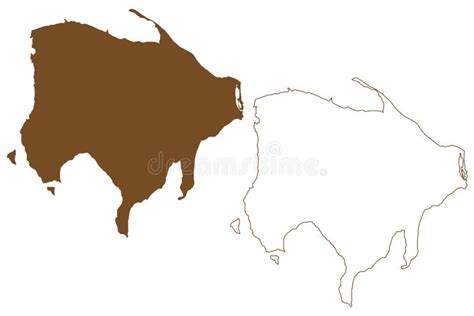 Djerba Island Republic of Tunisia, Gulf of Gabes Map Vector Illustration, Scribble Sketch ...