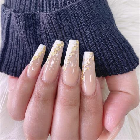 33 Best Nude Nails With Gold Flakes Designs 2025 Nail Designs Daily