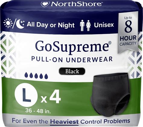 Amazon.com: NorthShore GoSupreme Overnight Incontinence Underwear, 8-Hour Pullup Style, Large, 4 ...