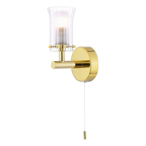 Dar Lighting Elba Ip44 Switched Bathroom Wall Light In Polished Gold