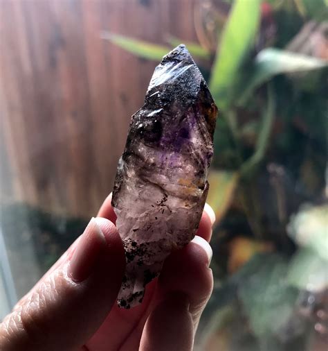 Smokey Amethyst Crystal With Phantoms And Hematite Double Terminated