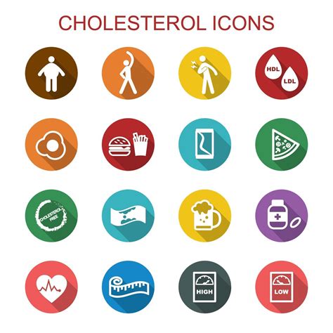 Cholesterol Long Shadow Icons 2179944 Vector Art At Vecteezy