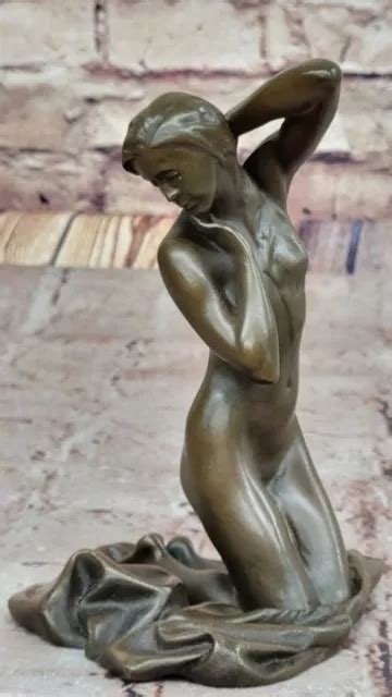 Art Deco Naked Woman Bronze Statue By Mavchi Handcrafted Decor Sculpture Sale Picclick Uk