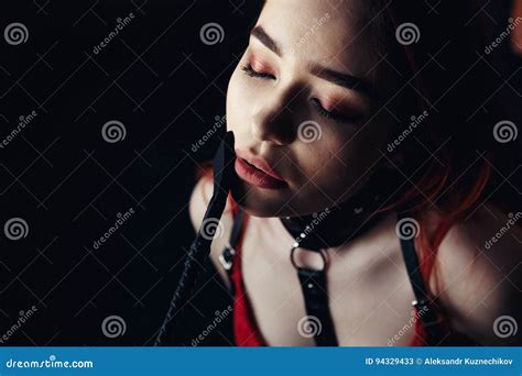 Girl Slave In Red Lingerie BDSM Stock Image Image Of Luxury Bedroom 94329433