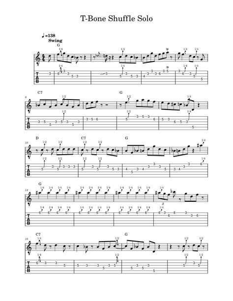 T-bone Shuffle Guitar Solo – T-Bone Walker Sheet music for Guitar (Solo ...