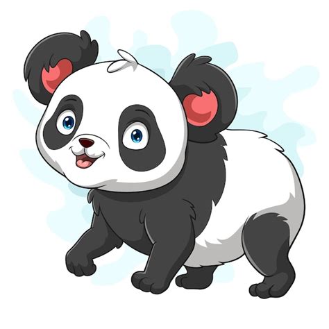 Urso Panda De Desenho Animado Em Fundo Branco Vetor Premium