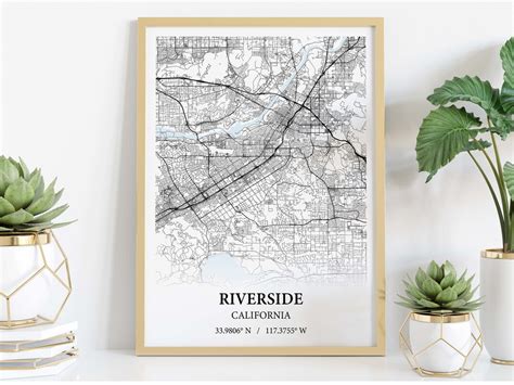 Riverside California City Map Poster Print Canvas Riverside City Map