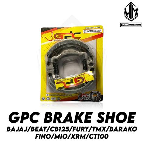 MOTORCYCLE BRAKE SHOE GPC BAJAJ BEAT CB125 FURY TMX CT100 BARAKO FINO