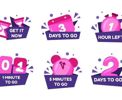 year countdown sticker collection vector art graphics