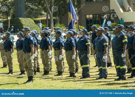 South African Police Services Lined Up On Parade Editorial Stock Photo