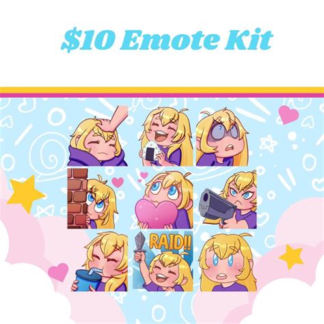 Blonde Anime Girl Emotes Kawaii Vtuber Emotes For Twitch And Etsy