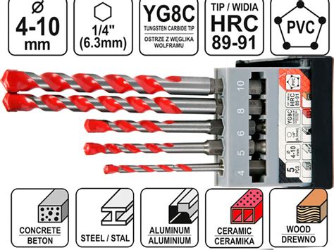 Сверла универсальные для шуруповерта YG8X 4-10мм купить в E-1