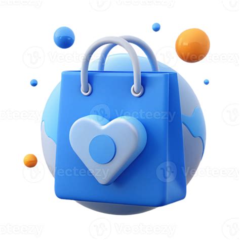 Blue Shopping Bag With Heart Icon And Abstract Background 52562321 Png