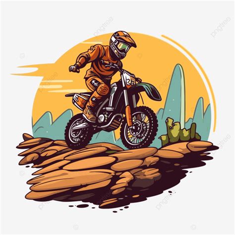 Motocross Clipart Graphic Of A Dirt Bike Rider On The Desert Cartoon